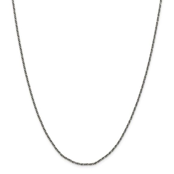 1.7mm Sterling Silver Black Plated Twisted Wheat Chain Necklace, 16 In - Picture 3 of 8